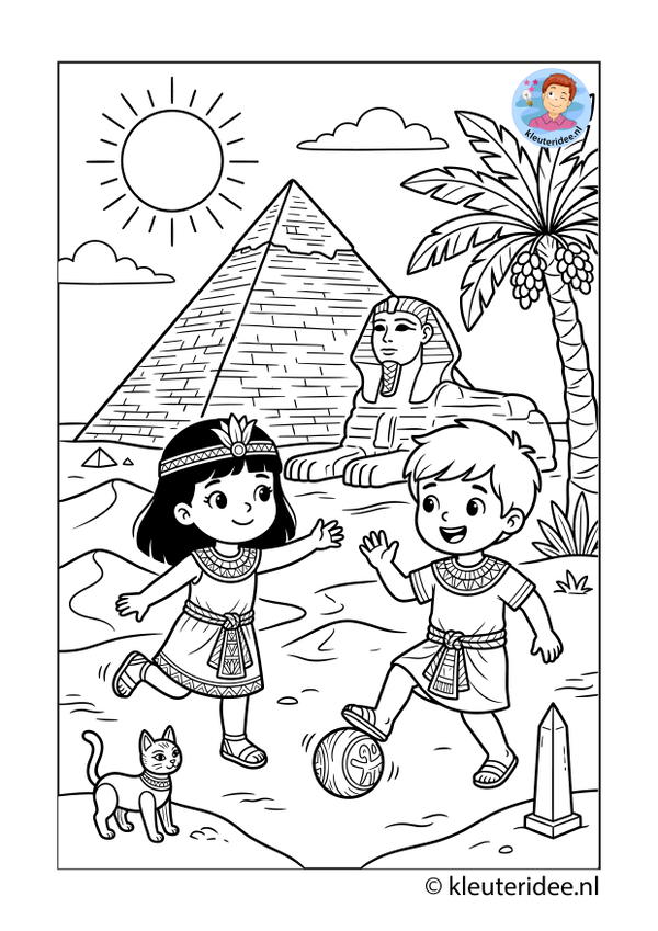 kleurplaat piramide thema Egypte kleuteridee 